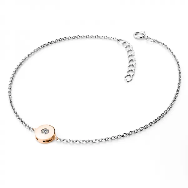 Dámsky náramok prírodný diamant 0,055 ct G/SI ružový s ružovým zlatom 10911-NR01-BCV