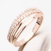 Prsteň z ružového zlata so zirkónmi 51GZ-3352CV