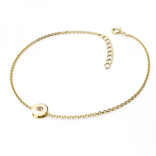 Dámsky náramok žlté zlato 585/1000 prírodný diamant 0,055 ct so šampanským 10911-NR01-ZL-Champ