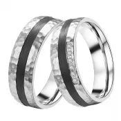 Oceľové snubné prstene s karbónom SC-88101