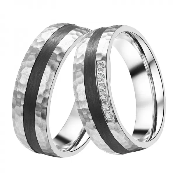 Oceľové snubné prstene s karbónom SC-88101