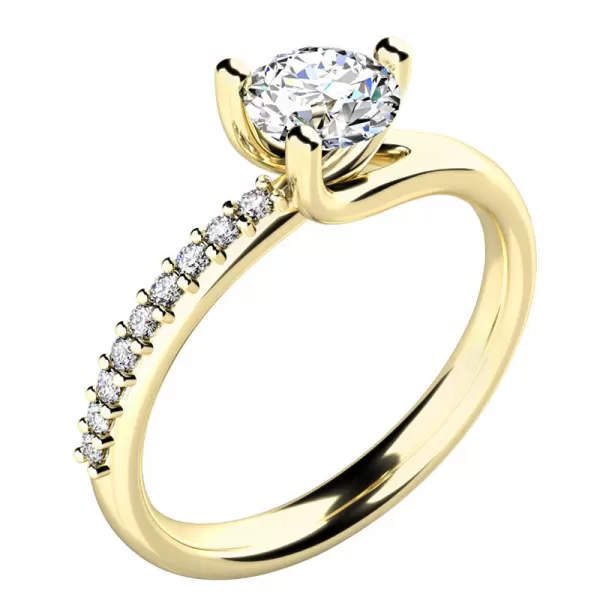 Dámsky prsteň prírodný diamant 0,754 ct žlté zlato 10964-ZL-DIA