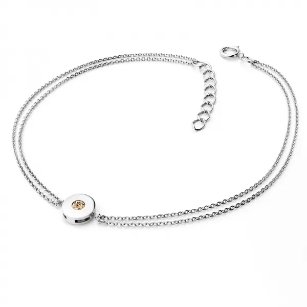 Dámsky náramok prírodný diamant 0,055 ct šampanské biele zlato 10911-NR02-B-Champ