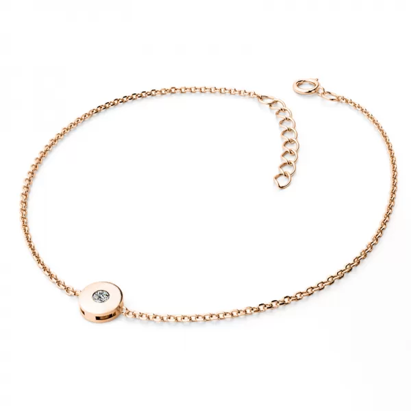 Dámsky náramok žlté zlato 585/1000 prírodný diamant 0,055 ct G/SI ružový 10911-NR01-CV