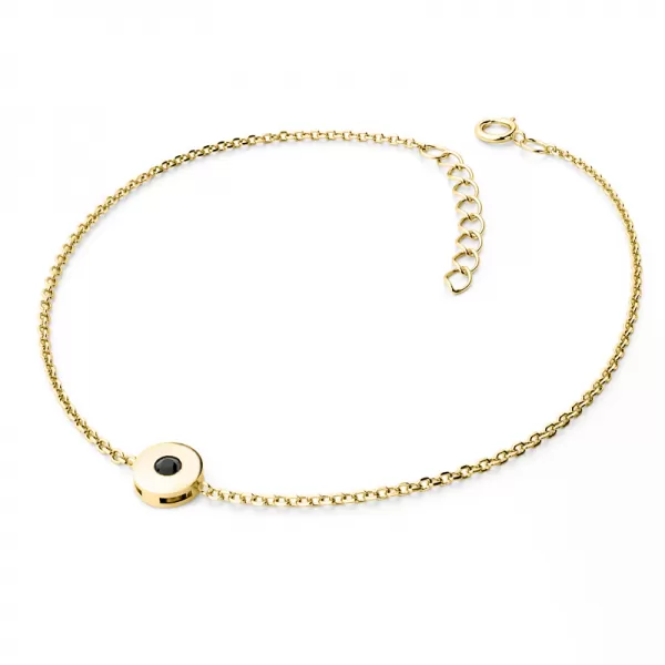 Dámsky náramok žlté zlato 585/1000 prírodný diamant 0,055 ct čierny 10911-NR01-ZL-Black