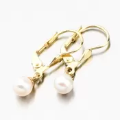 Zlaté náušnice s bielou perlou