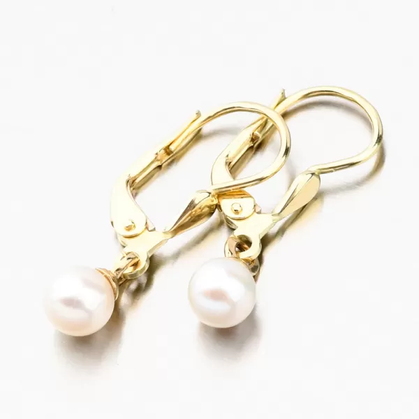 Zlaté náušnice s bielou perlou