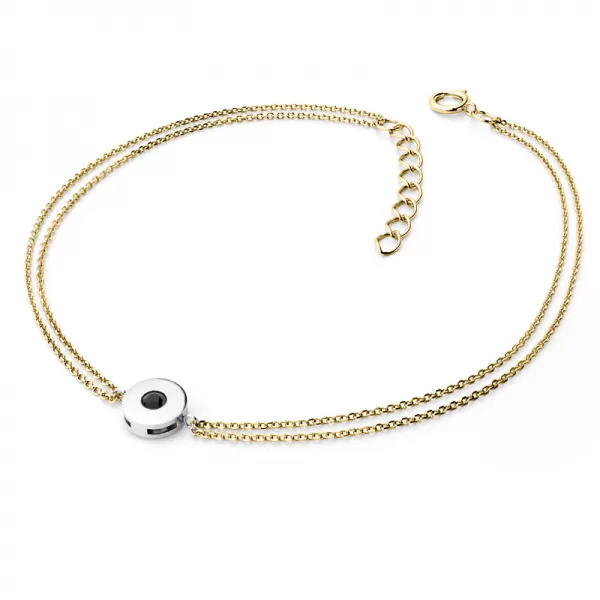 Dámsky náramok prírodný diamant 0,055 ct čierne žlté zlato 10911-NR02-ZLB-Black
