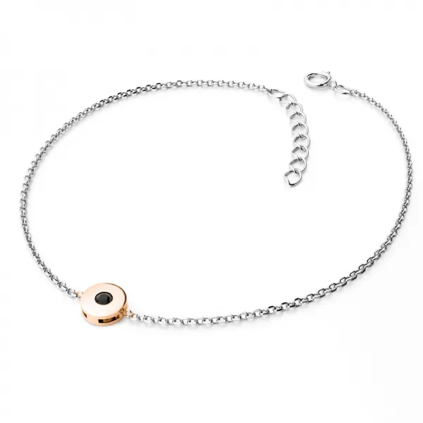 Dámsky náramok žlté zlato 585/1000 prírodný diamant 0,055 ct s čiernym 10911-NR01-BCV-Black