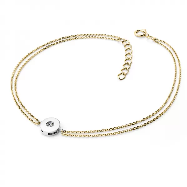 Dámsky náramok žlté zlato 585/1000 prírodný diamant 0,055 ct G/SI 10911-NR02-ZLB