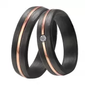 Oceľové ružové snubné prstene s karbónom SC-88105