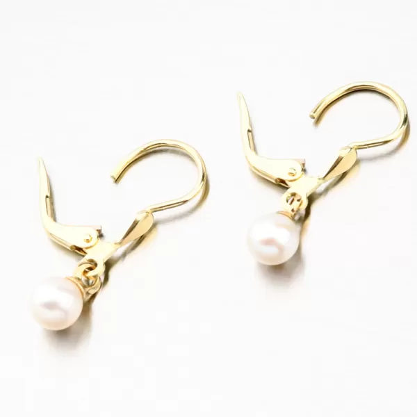 Zlaté náušnice s bielou perlou