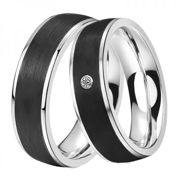 Oceľové snubné prstene s karbónom SC-88008