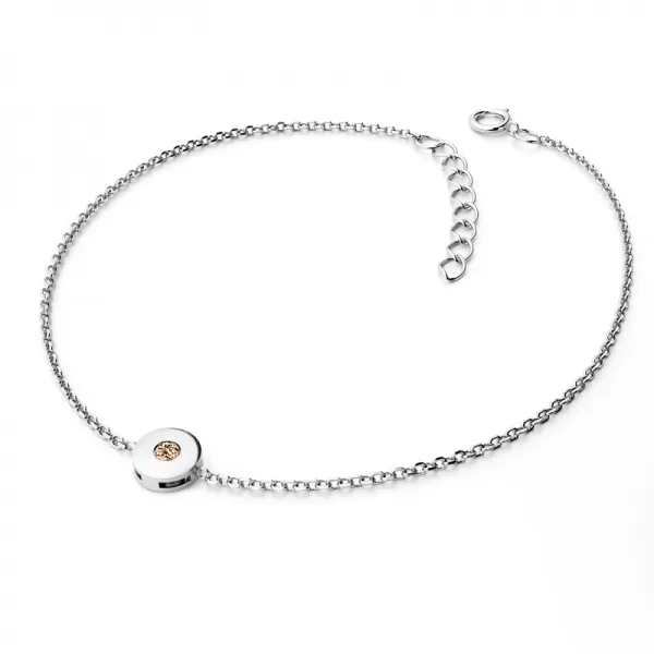 Dámsky náramok biele zlato 585/1000 prírodný diamant 0,055 ct šampanské 10911-NR01-B-Champ