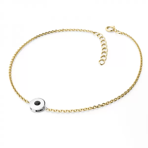 Dámsky náramok prírodný diamant 0,055 ct biely s čiernym bielym zlatom 10911-NR01-ZLB-Black