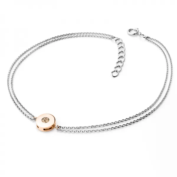 Dámsky náramok prírodný diamant 0,055 ct šampanské biele zlato 10911-NR02-BCV-Champ