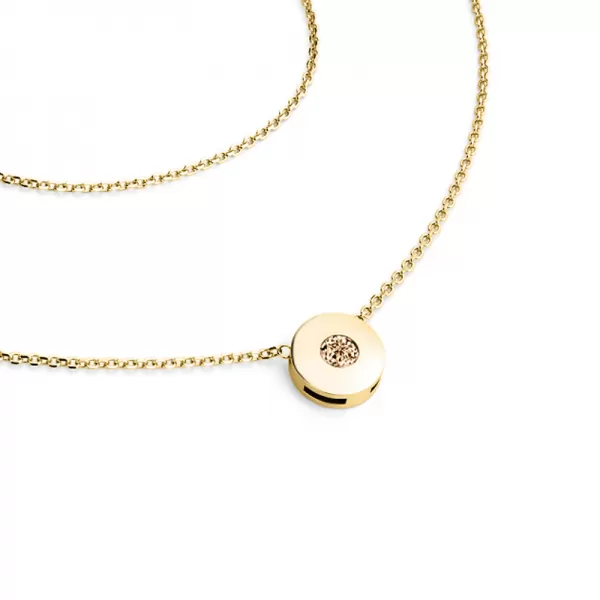 Dámsky náhrdelník žlté zlato 585/1000 prírodný diamant 0,055 ct champagne briliant 10911-NH01-ZL-Champ