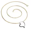 Dámsky náhrdelník zlatý mix 585/1000 prírodný diamant 0,082 ct srdce s čiernou 10948-NH01-ZLB-Black