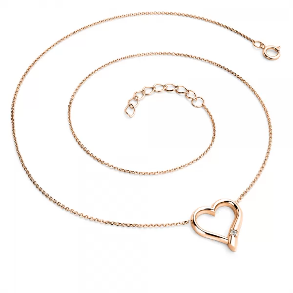 Dámsky náhrdelník z ružového zlata 585/1000 prírodný diamant 0,012 ct G/SI srdce s diamantom v ružovej farbe 10917-NH01-CV