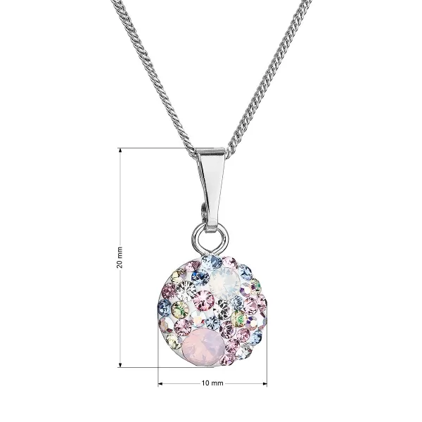 Strieborný náhrdelník so Swarovski kryštálmi okrúhly ružový 32086.3 magic rose