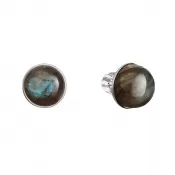 Strieborné náušnice kôstky s pravými minerálnymi kameňmi okrúhle 11491.3 Labradorit