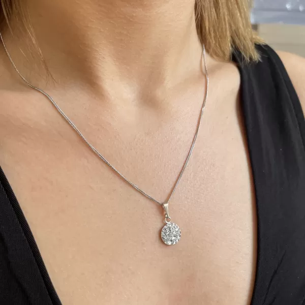 Strieborný náhrdelník so Swarovski kryštálmi okrúhly biely 32086.1 crystal