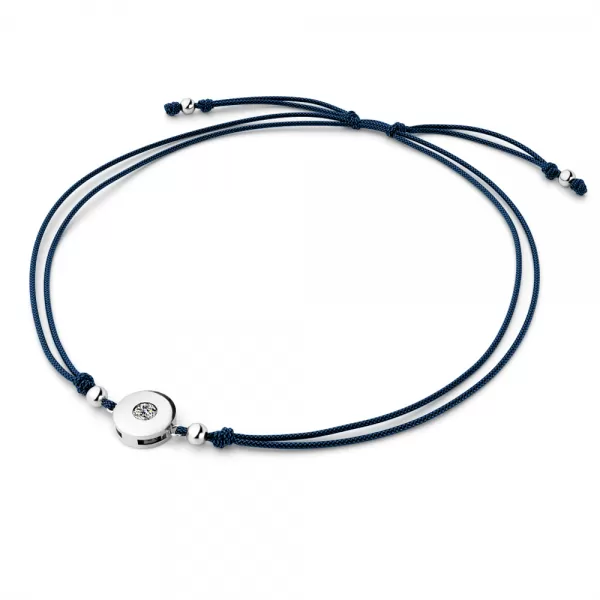 Dámsky náramok prírodný diamant 0,055 ct G/SI šnúrka Kabbalah s bielou 10911-NRS-CER-B-DIA