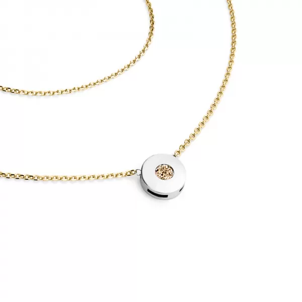 Dámsky náhrdelník zlatý mix 585/1000 prírodný diamant 0,055 ct champagne briliant 10911-NH01-ZLB-Champ