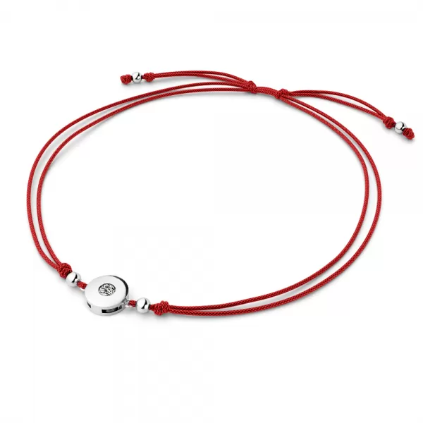 Dámsky náramok prírodný diamant 0,055 ct G/SI šnúrka Kabbalah s bielou 10911-NRS-CV-B-DIA