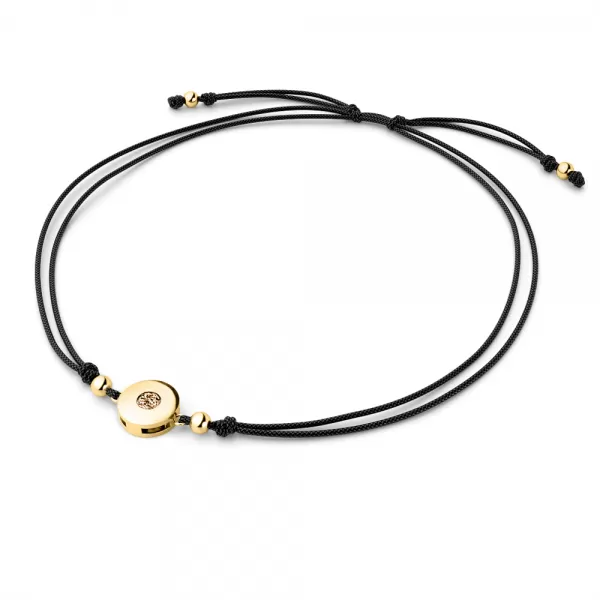 Dámsky náramok prírodný diamant 0,055 ct šnúrka kabbalah so šampanským 10911-NRS-CER-ZL-Champ