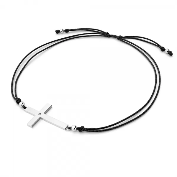 Dámsky náramok prírodný diamant 0,006 ct G/SI šnúrkový krížik 10947-NRS-CRN-B-DIA