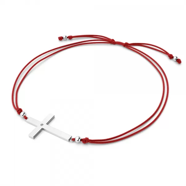 Dámsky náramok prírodný diamant 0,006 ct G/SI šnúrkový krížik 10947-NRS-CV-B-DIA