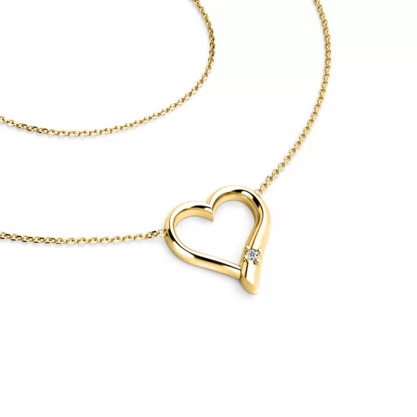 Dámsky náhrdelník s prírodným diamantom 0,012 ct G/SI Diamond Heart zo žltého zlata 10917-NH01-ZL
