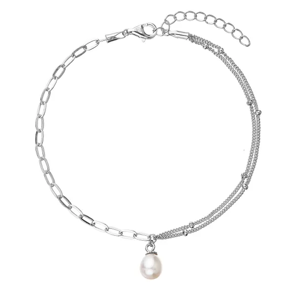 Perlový náramok z pravou riečnou perlou ovál biely 23014.1