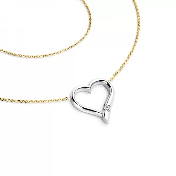 Dámsky prírodný diamantový náhrdelník 0,012 ct G/SI diamantové srdce 10917-NH01-ZLB