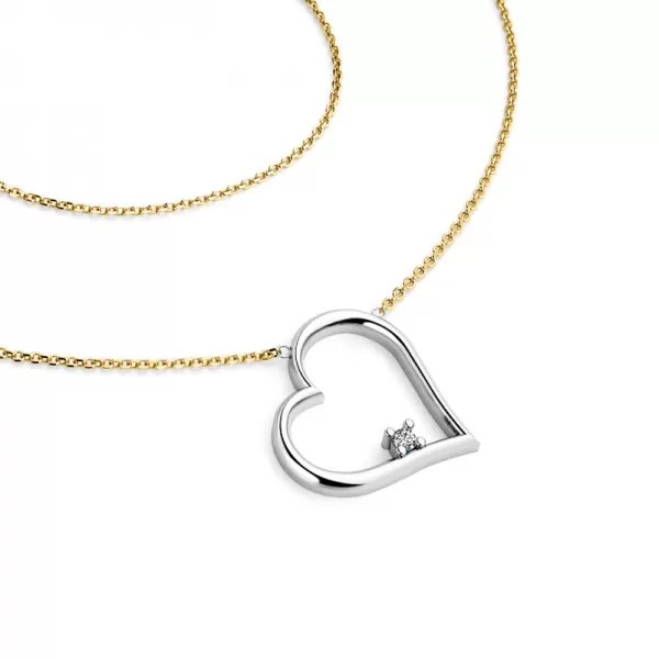 Dámsky prírodný diamantový náhrdelník s diamantovým srdcom 0,027 ct G/SI – 10875-NH01-ZLB