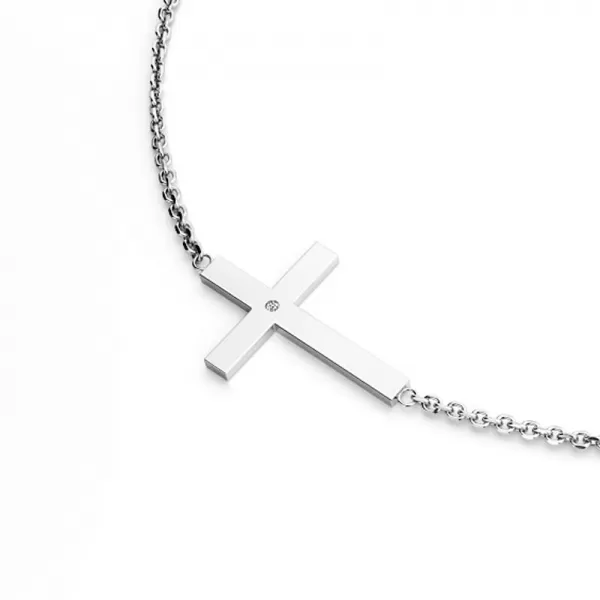 Kríž a diamantový náhrdelník z bieleho zlata 10947-NH01-B