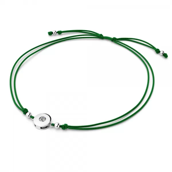 Dámsky náramok prírodný diamant 0,055 ct G/SI šnúrka kabbalah s bielou 10911-NRS-ZEL-B-DIA