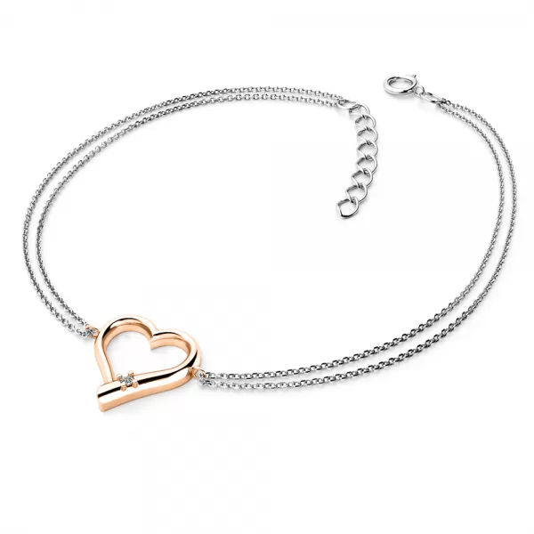 Náramok so srdiečkom a briliantom 10917-NR02-B
