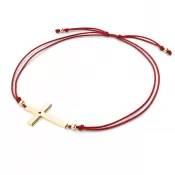 Dámsky náramok žlté zlato 585/1000 prírodný diamant 0,006 ct kabala s krížikom a čierna 10947-NRS-CV-ZL-Black