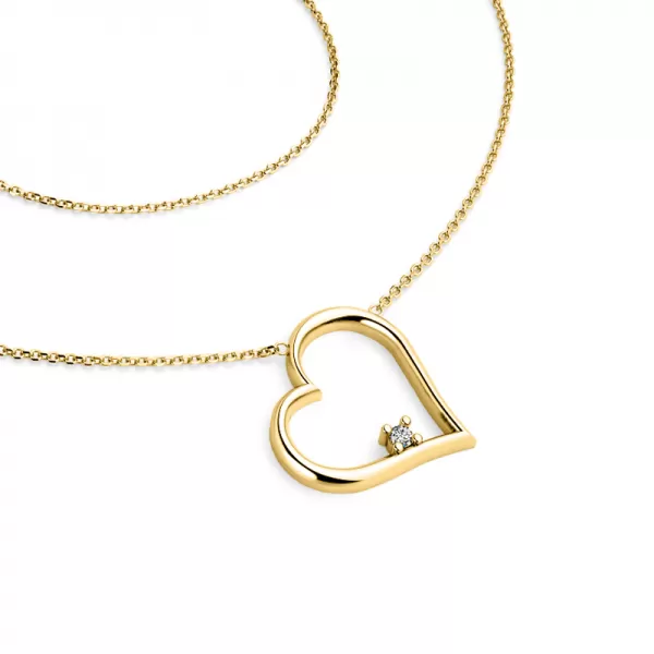 Dámsky prírodný diamantový náhrdelník 0,027 ct G/SI diamantové srdce - žlté zlato 10875-NH01-ZL