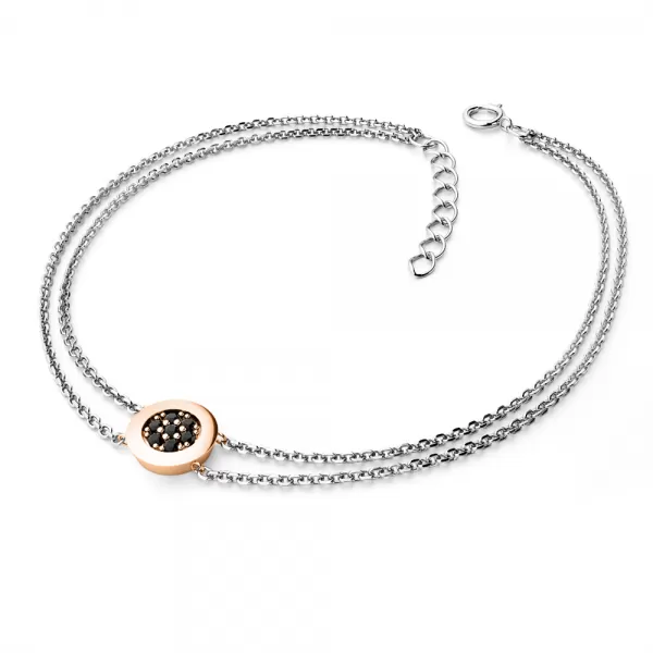 Dámsky náramok zlatý mix 585/1000 prírodný diamant 0,084 ct čierny 10902-NR02-BCV-Black