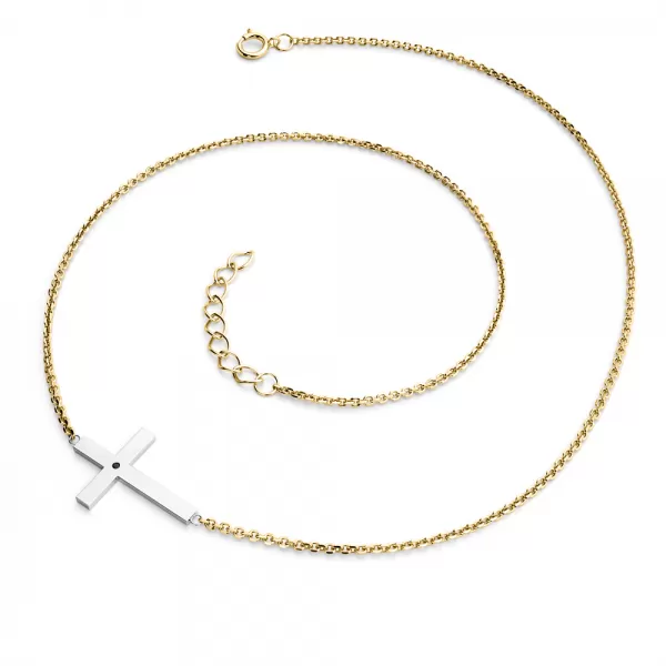 Čierny diamantový krížový náhrdelník 10947-NH01-ZLB-Black