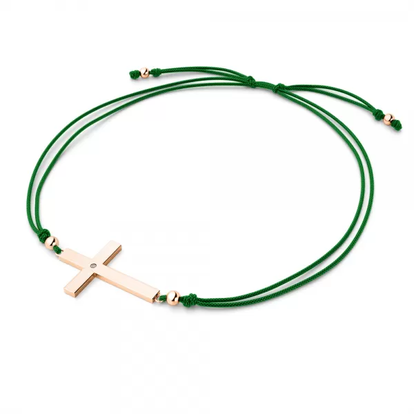Dámsky náramok prírodný diamant 0,006 ct G/SI šnúrkový krížik 10947-NRS-ZEL-CV-DIA