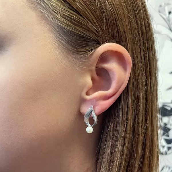 Perlová súprava plamienok s riečnou perlou biela 29051.1B