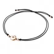 Dámsky náramok prírodný diamant 0,055 ct šnúrka kabbalah so šampanským 10911-NRS-CER-CV-Champ