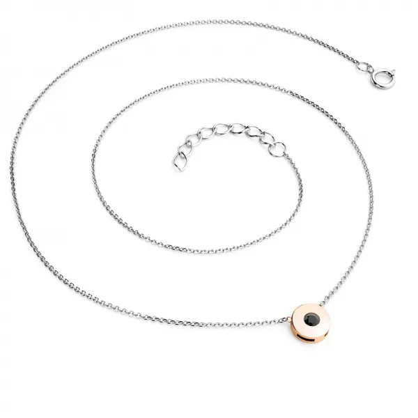 Dámsky náhrdelník zlatý mix 585/1000 prírodný diamant 0,055 ct čierny 10911-NH01-BCV-Black