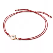 Dámsky náramok ružové zlato 585/1000 prírodný diamant 0,055 ct G/SI šnúrka kabbalah s bielou 10911-NRS-CV-CV-DIA