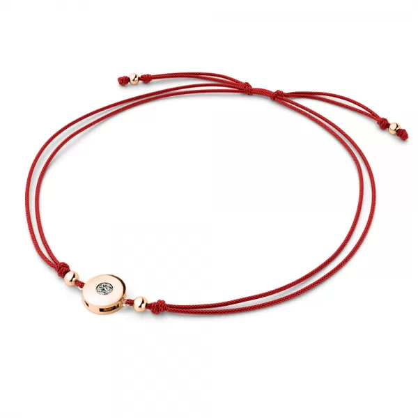 Dámsky náramok prírodný diamant 0,055 ct G/SI šnúrka Kabbalah s bielou 10911-NRS-CV-CV-DIA