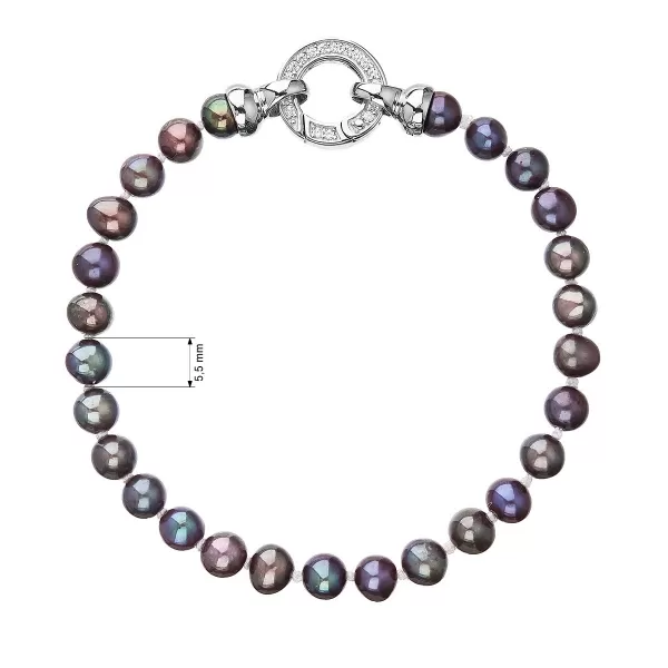 Perlový náramok z pravých riečnych perál modrý 23001.3 dk.peacock